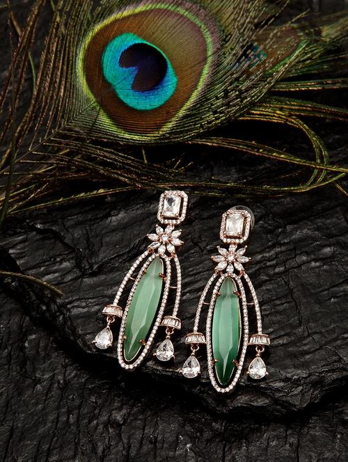 green metal drop earring - 18177289 - Very Small Image - 1