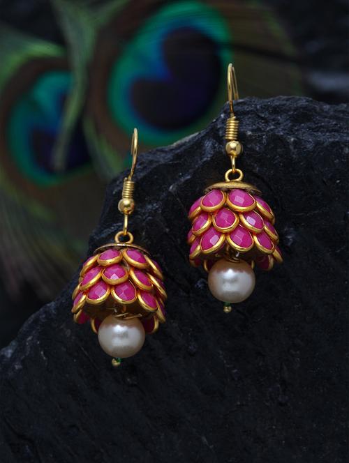 purple metal jhumka earring - 18177300 - Very Small Image - 1