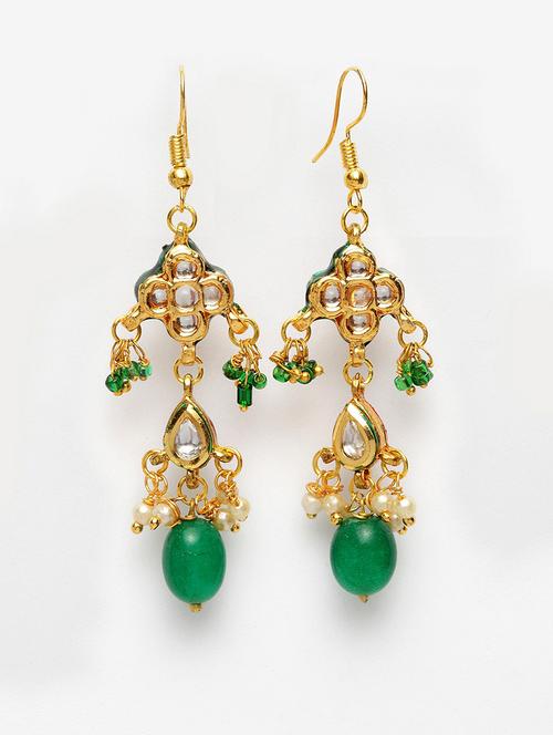 green silver drop earring - 18177336 - Very Small Image - 1