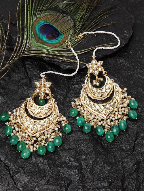 green silver drop earring - 18177341 - Very Small Image - 1