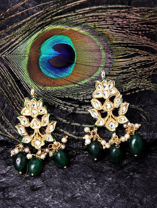 green metal drop earring - 18177356 - Very Small Image - 1