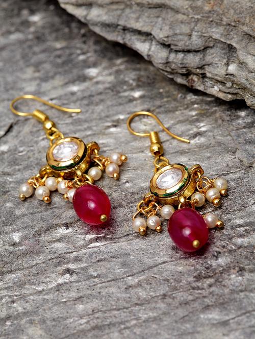 red silver drop earring - 18177368 - Very Small Image - 1