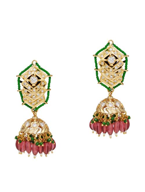 gold silver jhumka earring - 18177378 - Very Small Image - 1