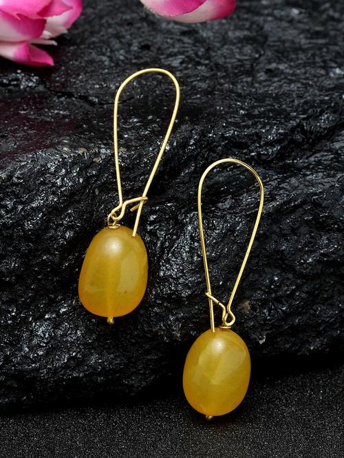 yellow metal drop earring - 18177395 - Very Small Image - 1