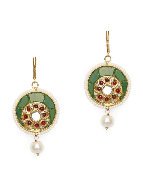 green metal drop earring - 18177404 - Very Small Image - 1