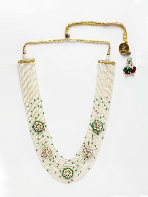 kundan, pearls, faux emerald, faux ruby green haar necklace - 18177482 - Very Small Image - 1