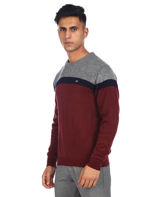 red color block pullover - 18177790 - Very Small Image - 1