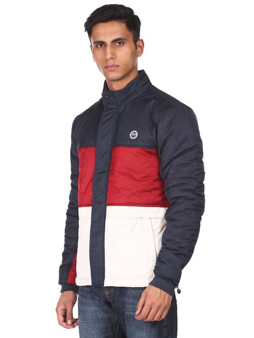 navy blue polyester casual jacket - 18178003 - Very Small Image - 1