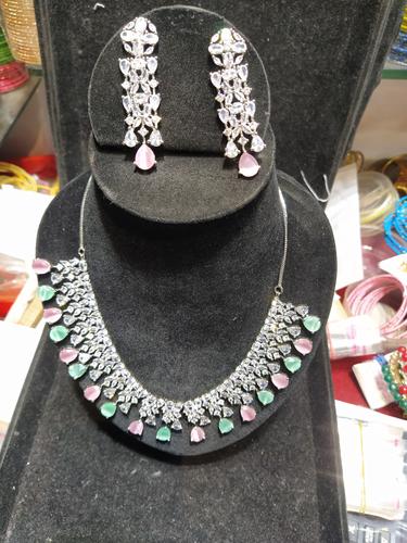 ladies neckless set pink color - 18178305 - Very Small Image - 1