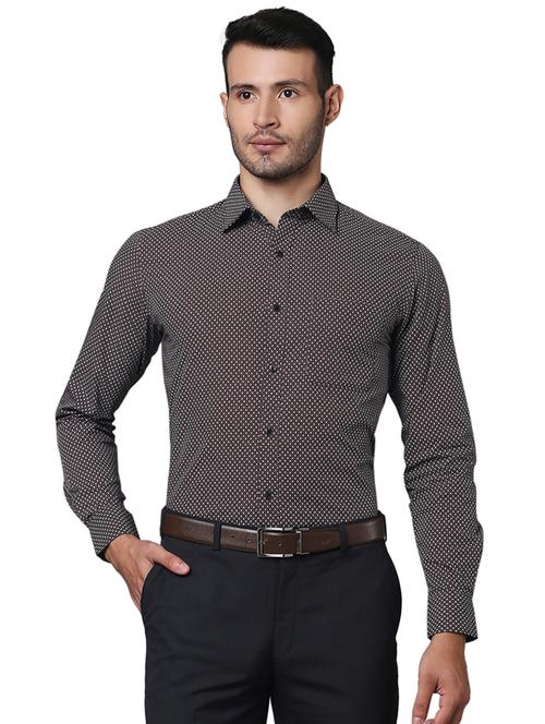 dark blue printed formal shirt - 18178321 - Very Small Image - 1