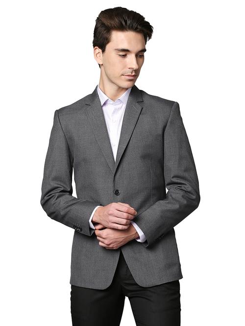 grey solid slim fit suit - 18178451 - Very Small Image - 1