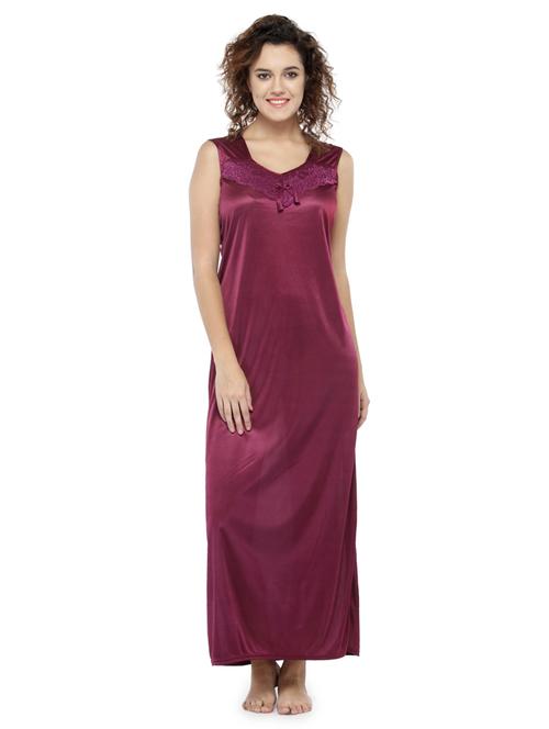 round neck solid nighty - 18178566 - Very Small Image - 1