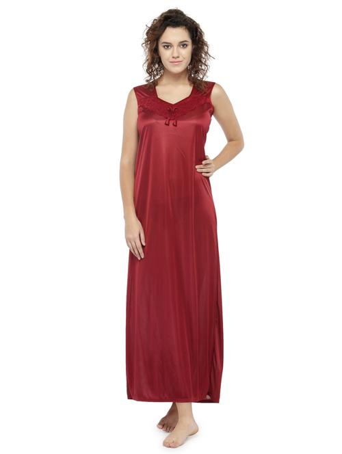 round neck solid nighty - 18178567 - Very Small Image - 1