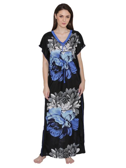 v-neck floral nighty - 18178578 - Very Small Image - 1
