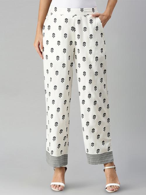 neutral printed straight palazzo - 18178703 - Very Small Image - 1