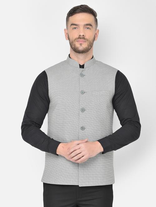 grey solid classic waist coat - 18178888 - Very Small Image - 1