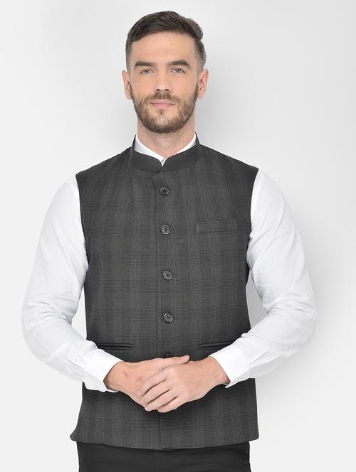 grey checked classic waist coat - 18178889 - Very Small Image - 1