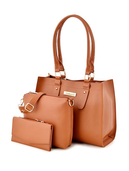 tan leatherette (pu) handbag - 18178948 - Very Small Image - 1