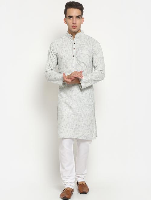 grey cotton long kurta - 18179193 - Very Small Image - 1