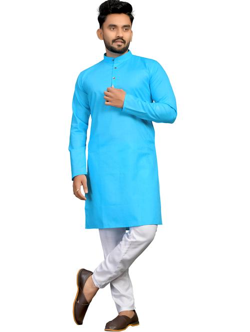 turquoise solid kurta pyjama set - 18179257 - Very Small Image - 1