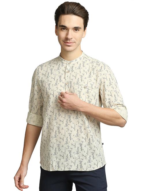 beige printed casual shirt - 18180015 - Very Small Image - 1
