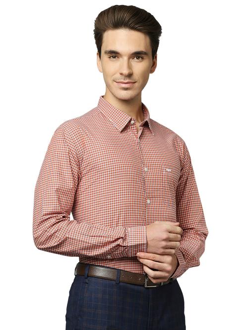 orange checkered formal shirt - 18180118 - Very Small Image - 1