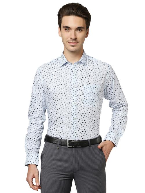 light blue printed formal shirt - 18180120 - Very Small Image - 1