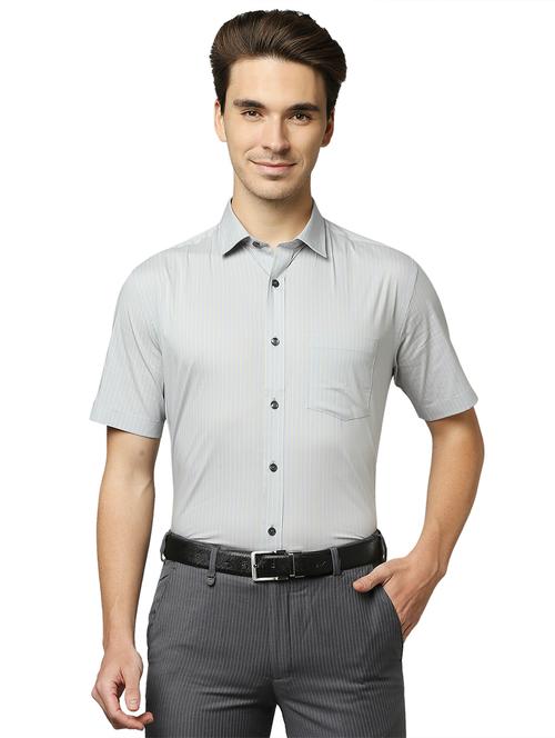 grey striped formal shirt - 18180153 - Very Small Image - 1