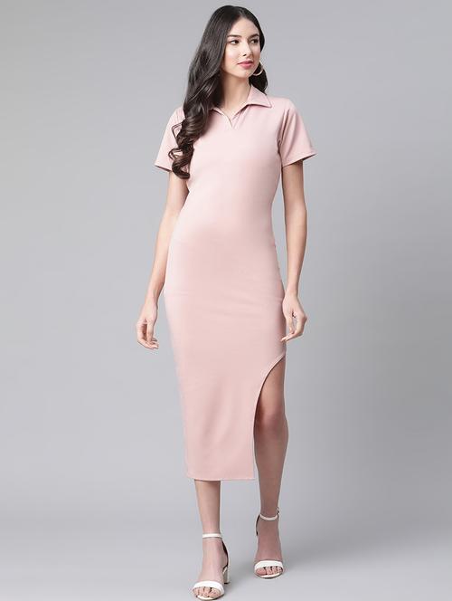 shirt collar solid bodycon dress - 18180201 - Very Small Image - 1
