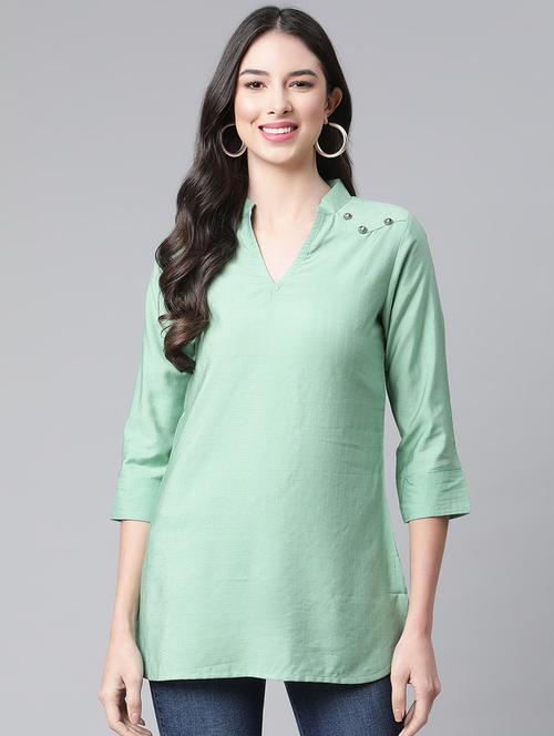 mandarin neck solid top - 18180300 - Very Small Image - 1
