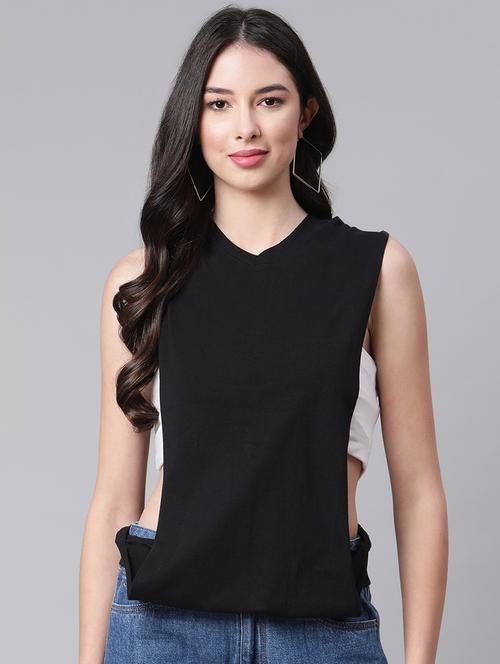 v-neck solid tank top top - 18180308 - Very Small Image - 1