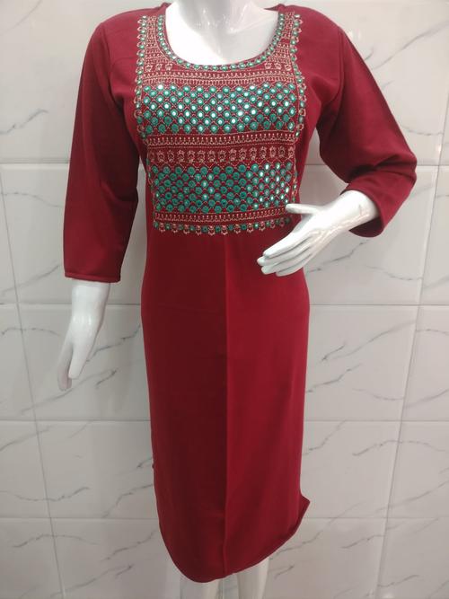 red wool woolen kurta - 18180346 - Very Small Image - 1
