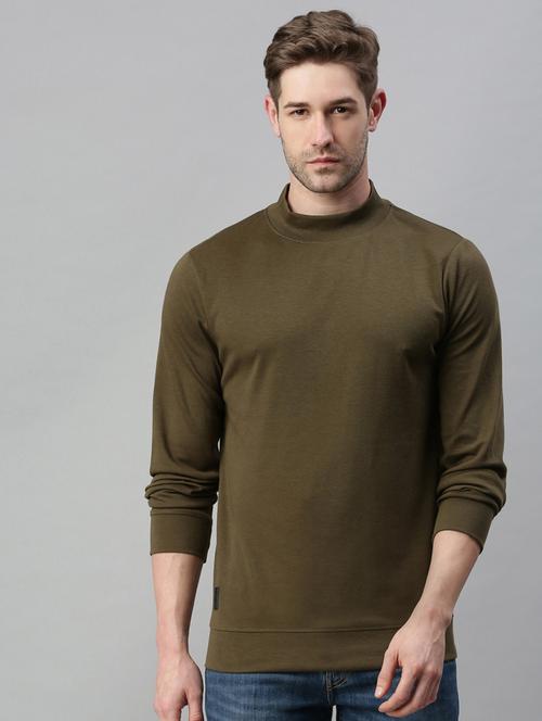 khaki solid sweatshirt - 18180613 - Very Small Image - 1
