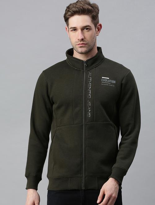 olive-green color-blocked hooded casual jacket - 18180687 - Very Small Image - 1