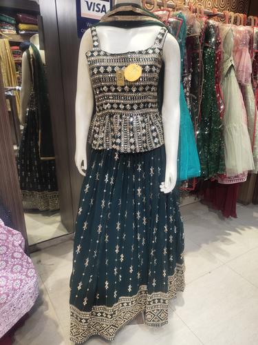 light green georgette lehanga choli - 18180817 - Very Small Image - 1