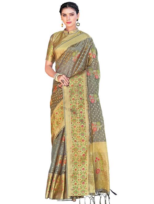 zari work woven saree - 18181477 - Very Small Image - 1