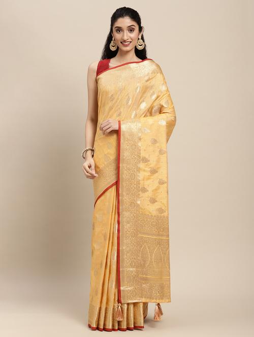 zari work woven saree with blouse - 18181546 - Very Small Image - 1