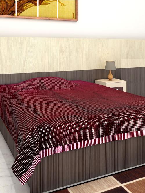 athom living 100% cotton handloom bed cover/ bed sheet single 148x224 cm maroon - 18181702 - Very Small Image - 1