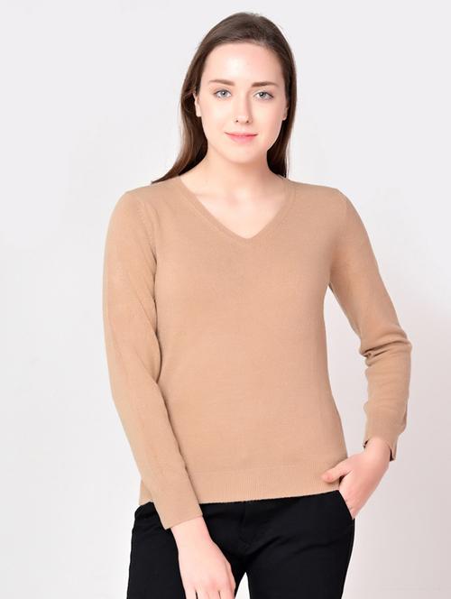 v-neck solid pullover - 18181851 - Very Small Image - 1