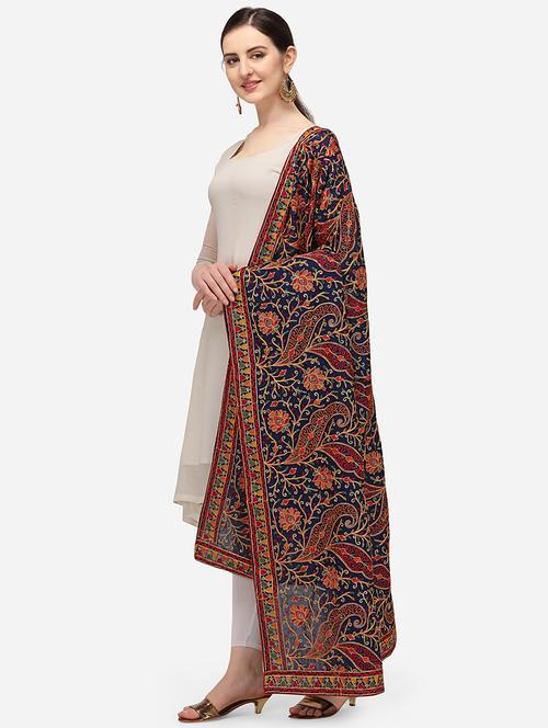 navy poly chiffon dupatta - 18181902 - Very Small Image - 1