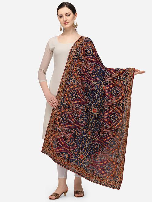 navy poly chiffon dupatta - 18181910 - Very Small Image - 1