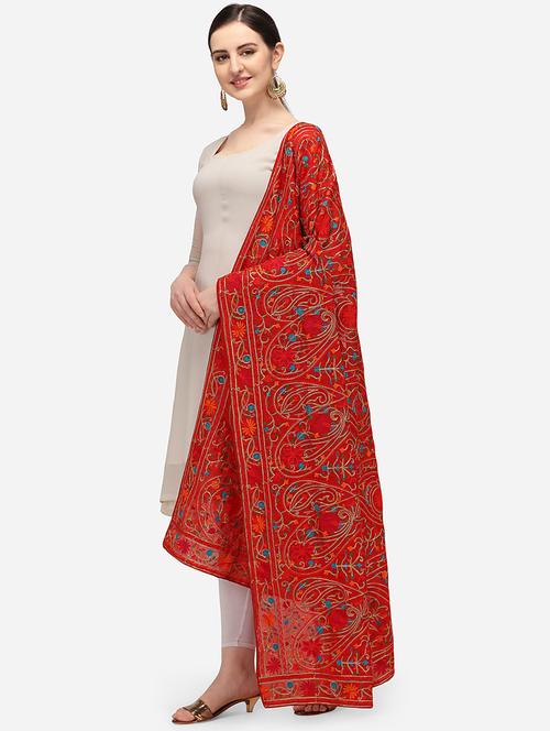 red poly chiffon dupatta - 18181913 - Very Small Image - 1