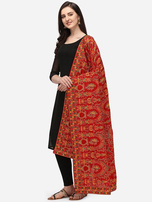 red poly chiffon dupatta - 18181916 - Very Small Image - 1