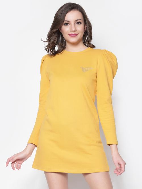 round neck solid a-line dress - 18181973 - Very Small Image - 1