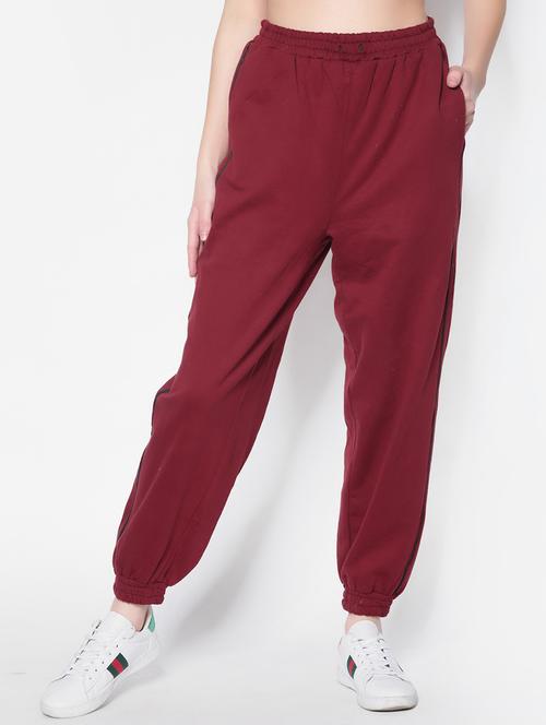 mid rise solid track pant - 18181987 - Very Small Image - 1