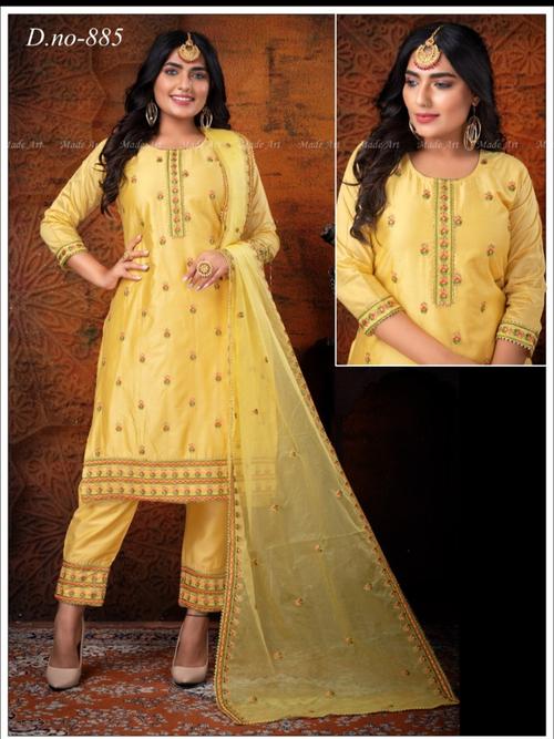 ladies palazzos set yellow color - 18182049 - Very Small Image - 1
