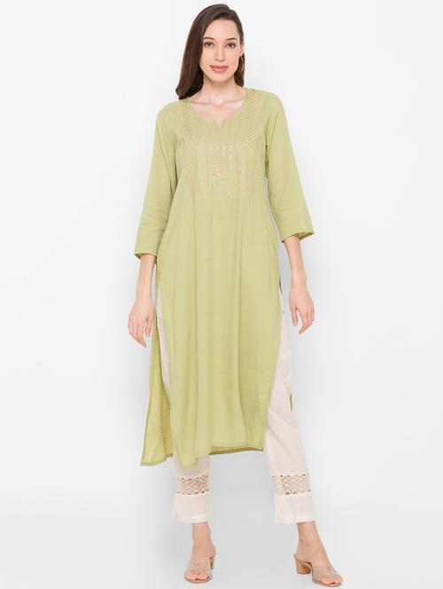 women's straight kurta - 18182349 - Very Small Image - 1