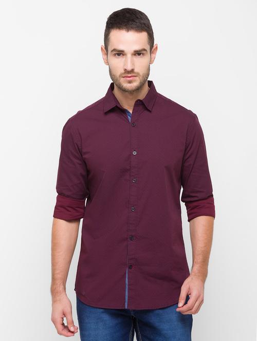 maroon printed casual shirt - 18182429 - Very Small Image - 1
