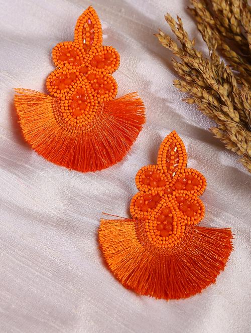 orange metal drop earring - 18182505 - Very Small Image - 1