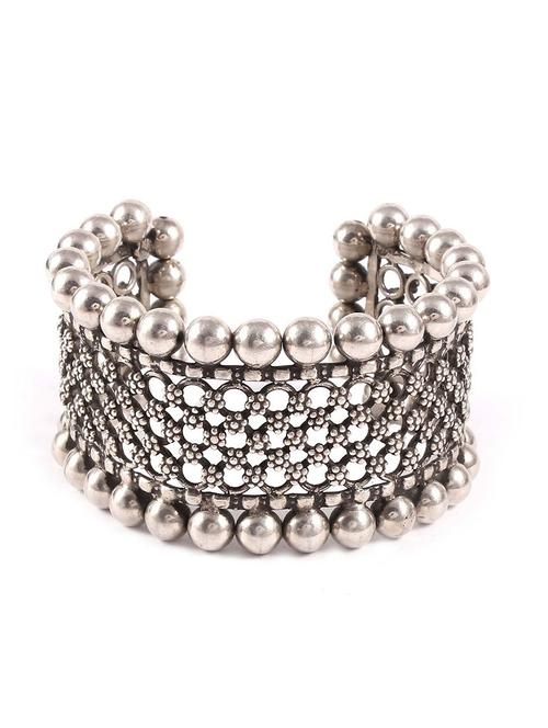 silver floral statement, designer cuff bangle product details - 18182535 - Very Small Image - 1